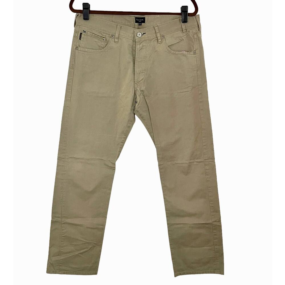 Paul Smith Jeans Co Size 34L Button Fly Tan Khaki Jeans Straight Leg